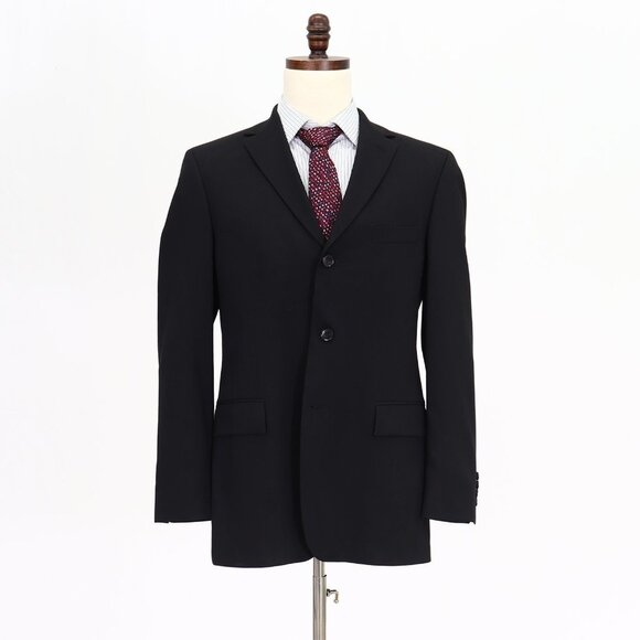 Hugo Boss 40R Black Solid 3-Button Sport Coat Blazer Jacket V703 - Picture 1 of 11